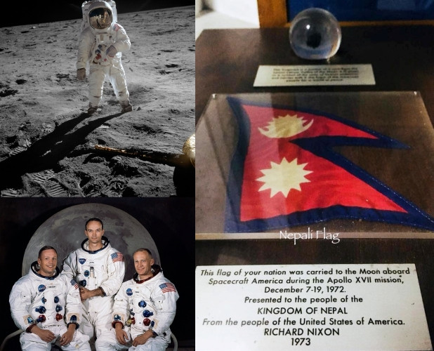नेपालको झण्डा पनि चन्द्रमा पुर्याइएको थियो