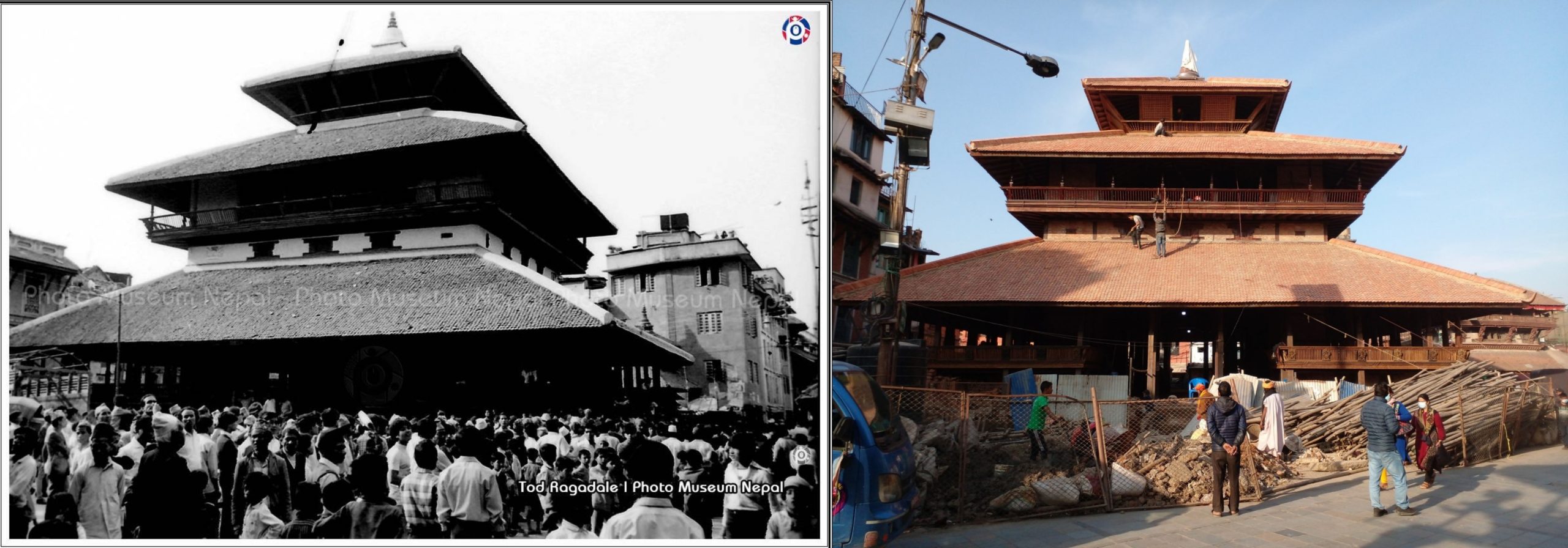 धेरै रुखका काठबाट बन्यो काष्ठमण्डप
